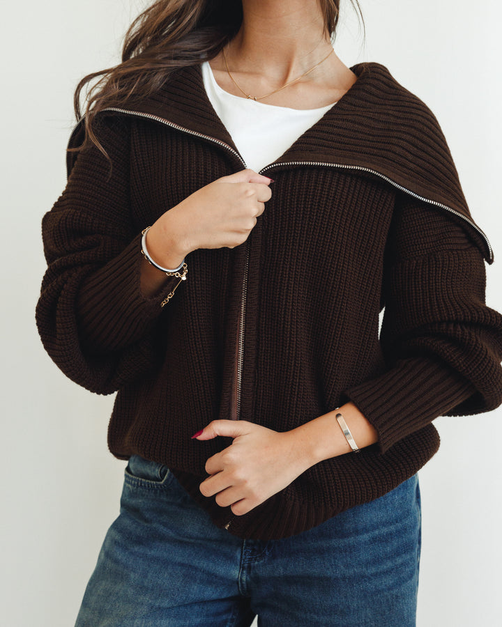 Chunky Knitted Jumper In Brown