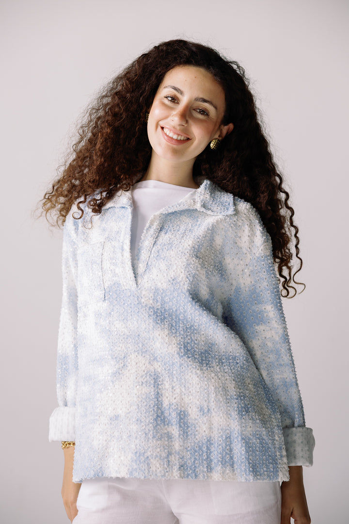 Denim over shirt in blue