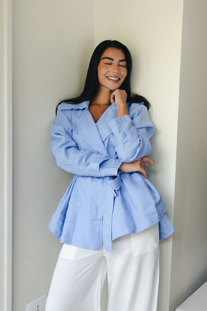 Raw cardigan in sky blue