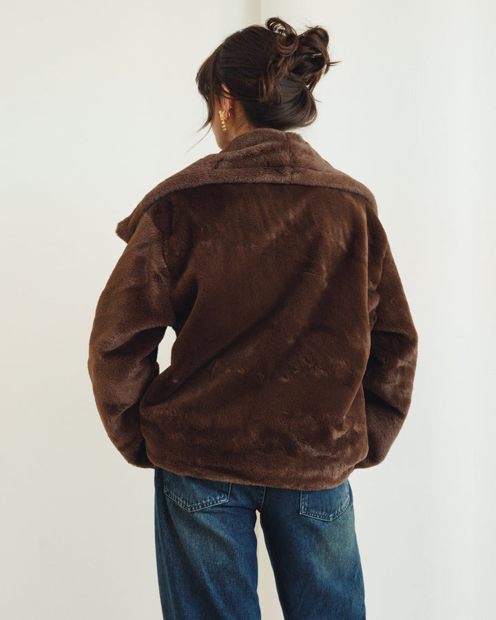 Soft Fur Jacket in Brown