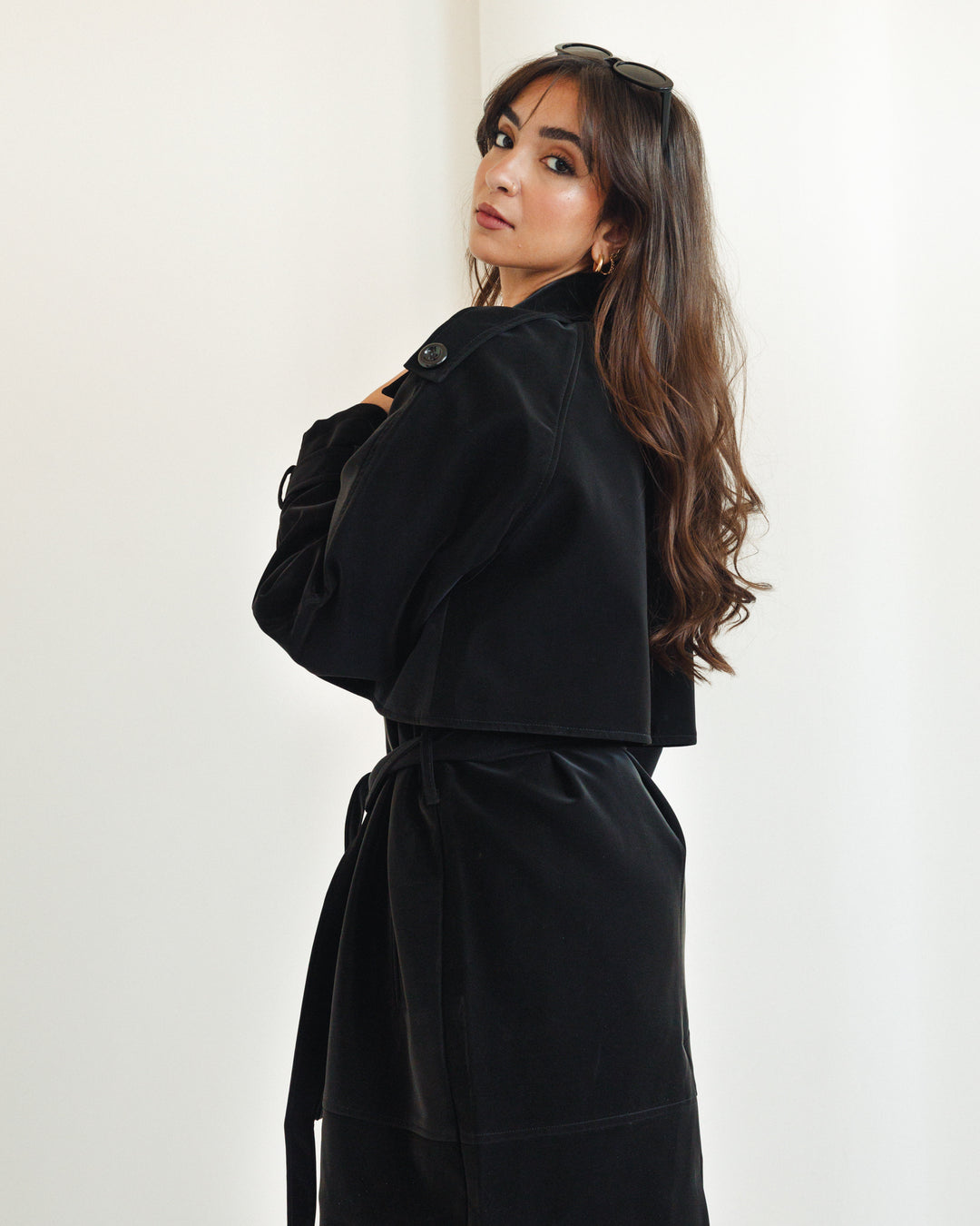 The Luxe Trench Coat in Black-Matte