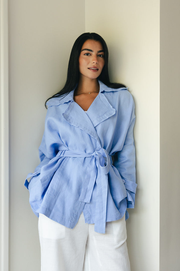 Raw cardigan in sky blue
