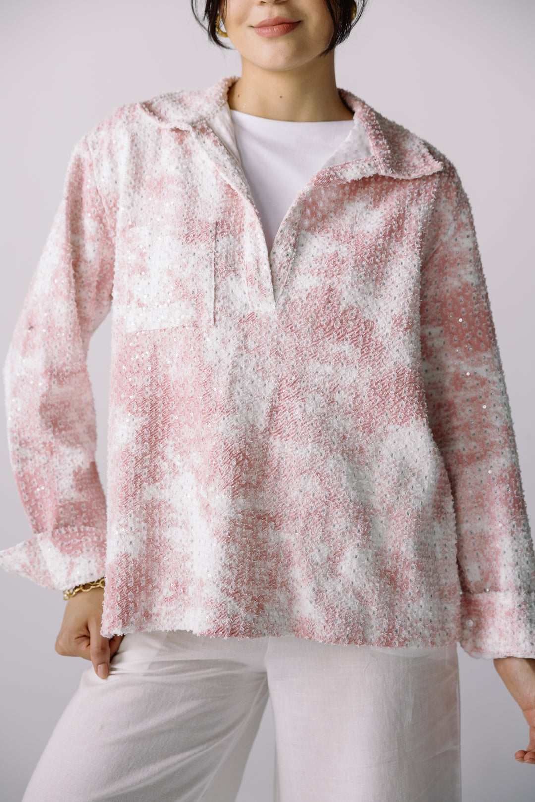 Denim over shirt in pink
