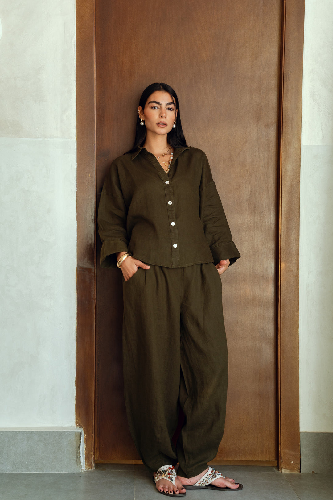 Ease Balloon Pants In olive green