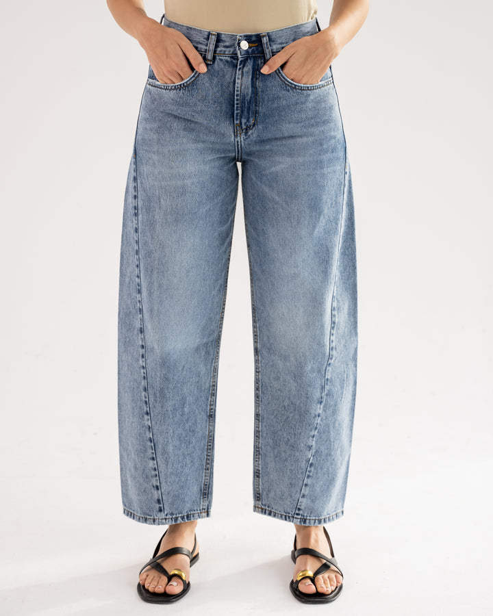 Baggy Barrel Mid Waist – Light Wash