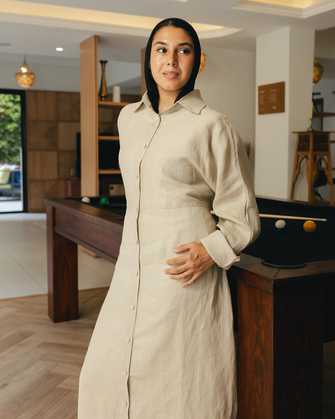 Pastel breeze linen dress in beige