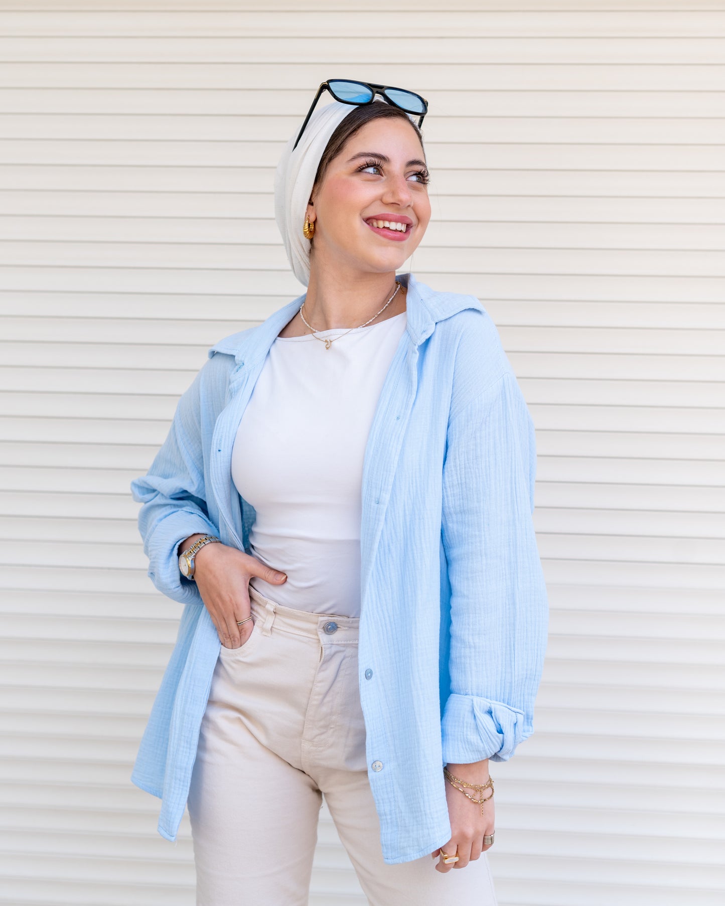 Fluffy shirt in babe blue