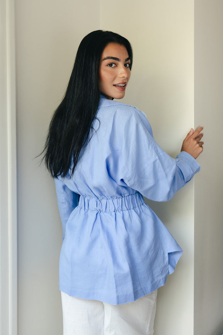 Raw cardigan in sky blue