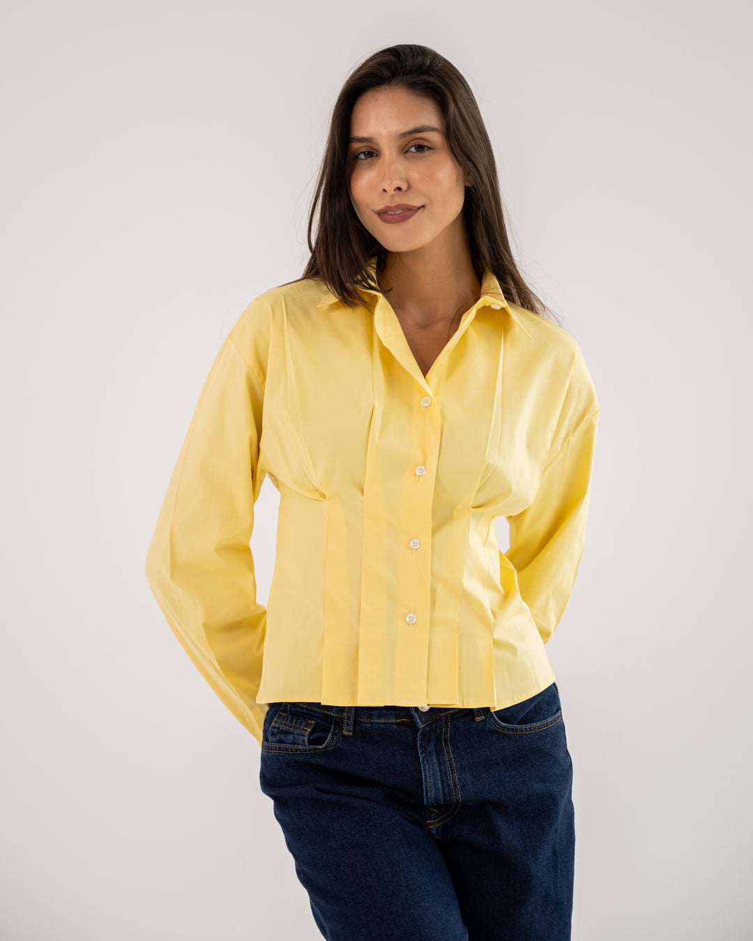Popline flare shirt in yellow