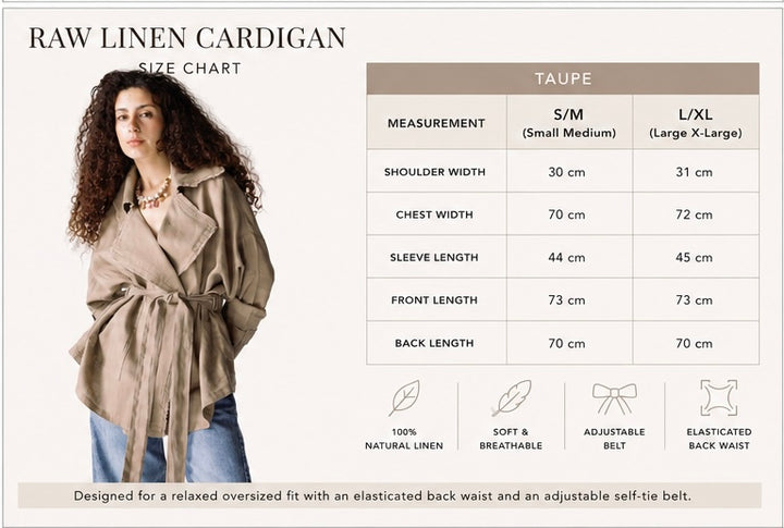 Raw linen cardigan in mocha