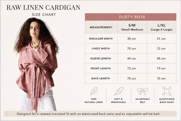 Raw linen cardigan in dusty rose