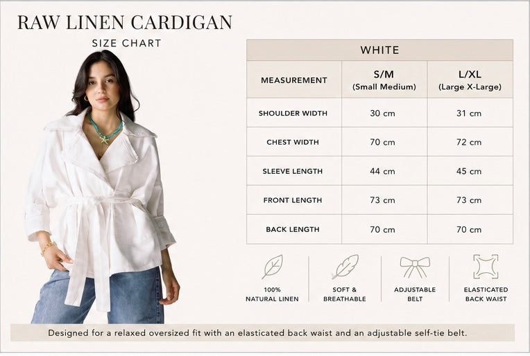 Raw linen cardigan in ivory