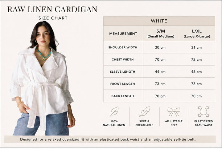 Raw linen cardigan in ivory